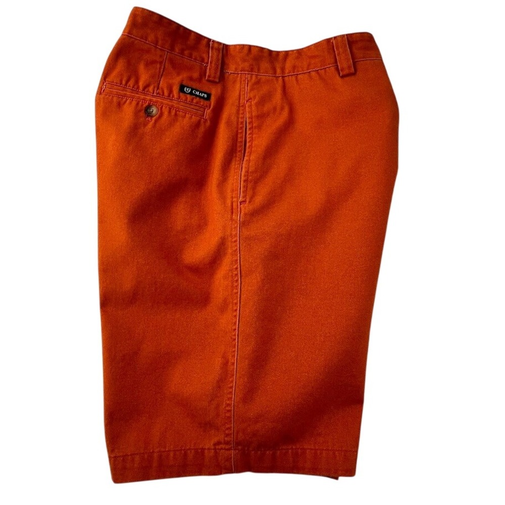 Chaps Chino Shorts Mens 34 Burnt Orange Excellent 100%‎ Cotton Flat Front Casual